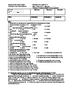 Đề kiểm tra học kỳ II môn Tiếng Anh 7 - Đề 4 - Năm học 2014-2015 - Phòng GD & ĐT Hoài Nhơn